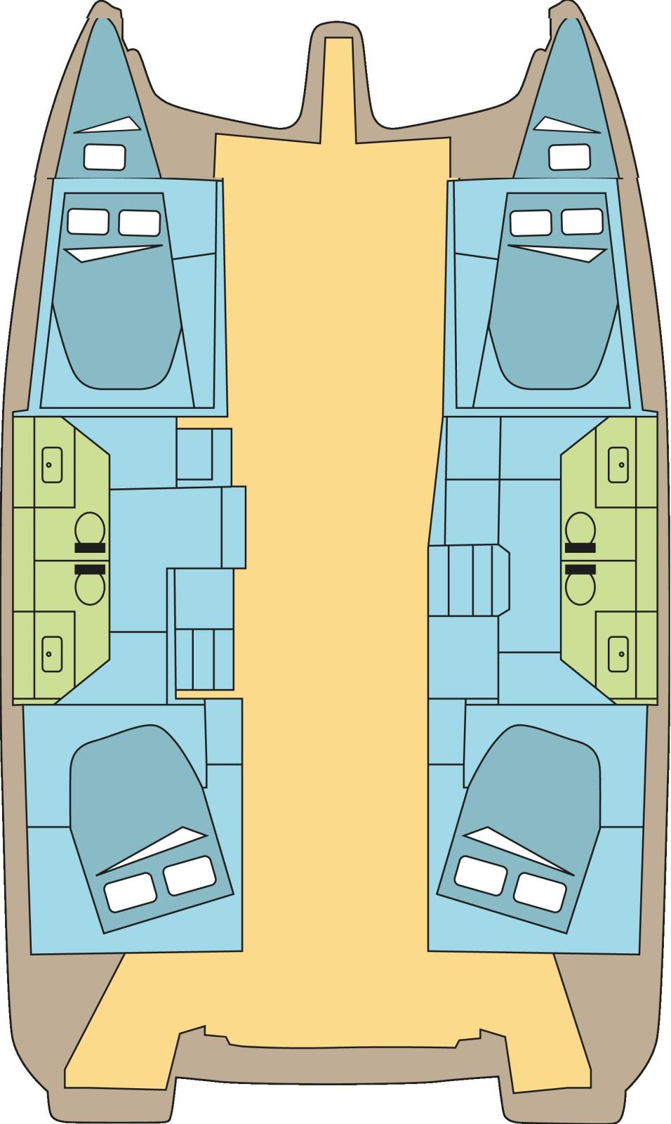 Rzut jachtu Fountaine Pajot FP 41 Quatuor 4 SLOW TIDE