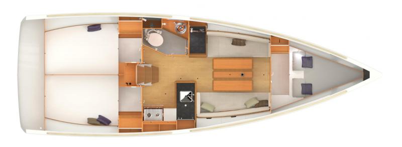 Rzut jachtu Sun Odyssey 349 Cherie Bibi