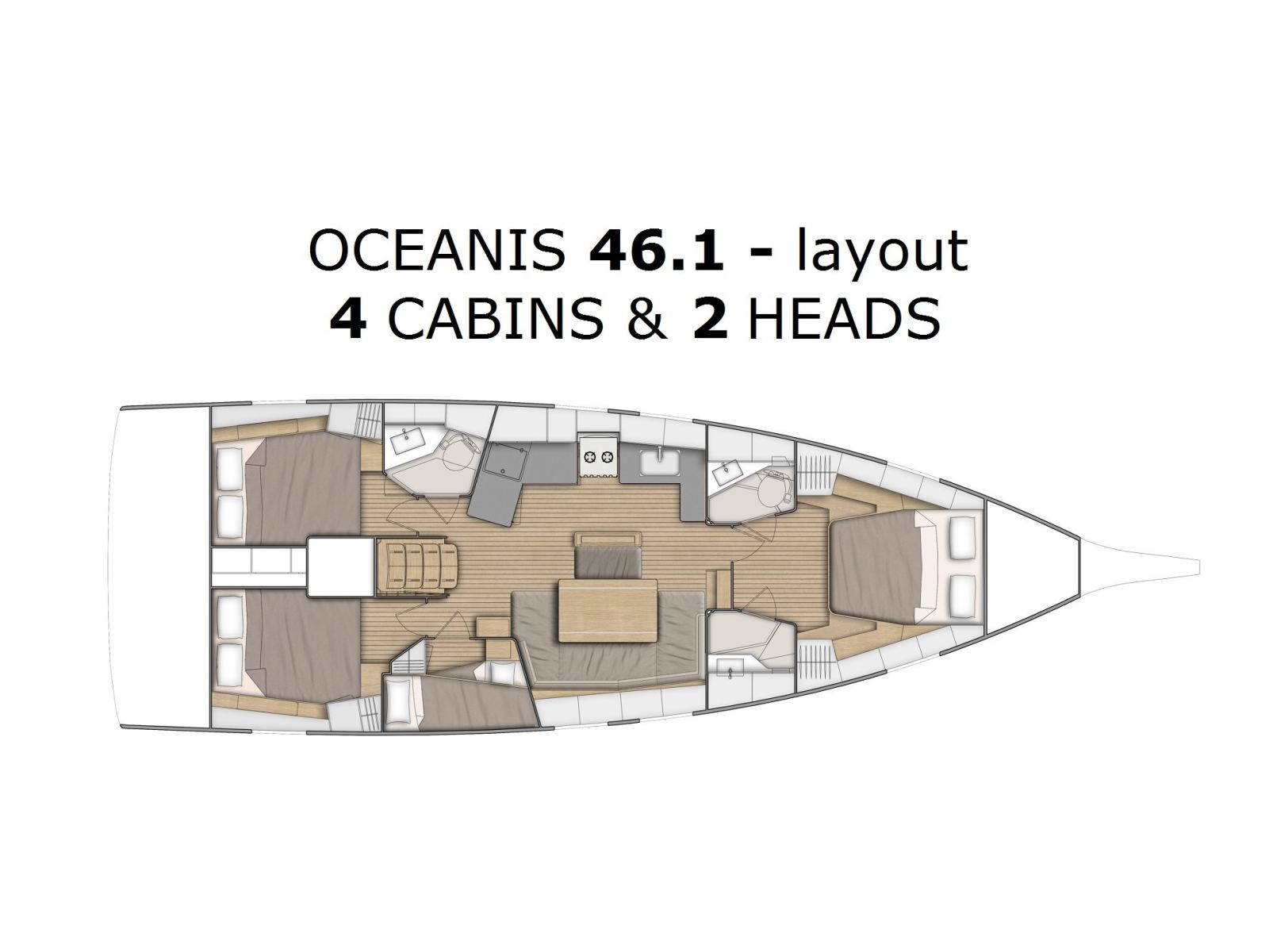 Rzut jachtu Oceanis 46.1 BLACK JACK