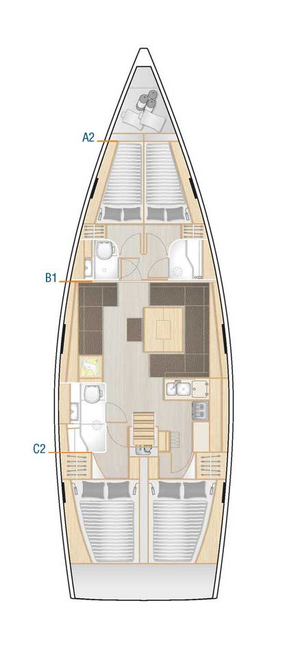 Rzut jachtu Hanse 458 Adagio