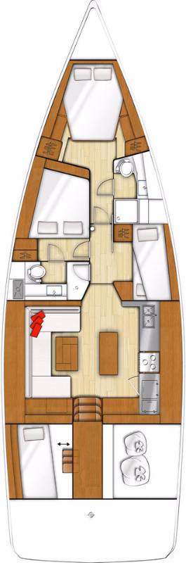 Rzut jachtu Beneteau Sense 50 Waypoint I