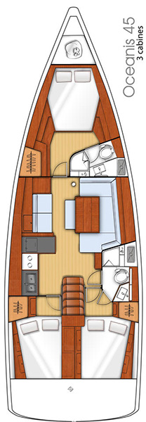 Rzut jachtu Oceanis 45 Dianora
