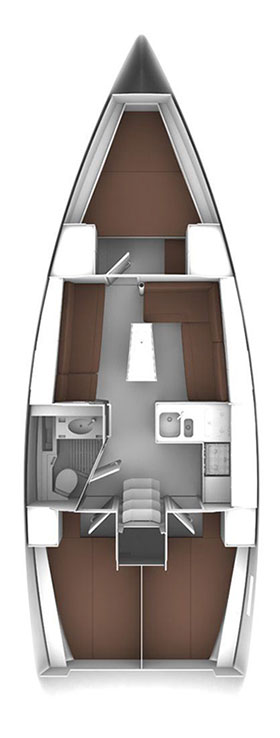 Rzut jachtu Bavaria Cruiser 37 Lirica