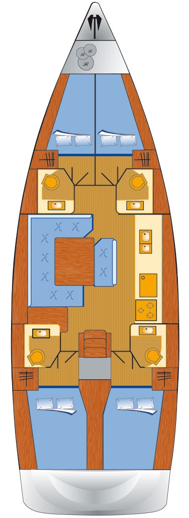 Rzut jachtu Sun Odyssey 479 Vencel