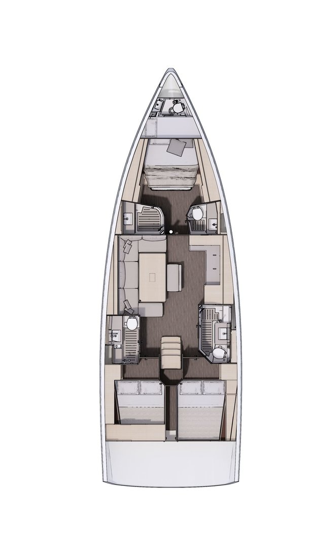 Rzut jachtu Dufour 470 Discovery