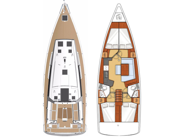 Rzut jachtu Oceanis 45 Kaali