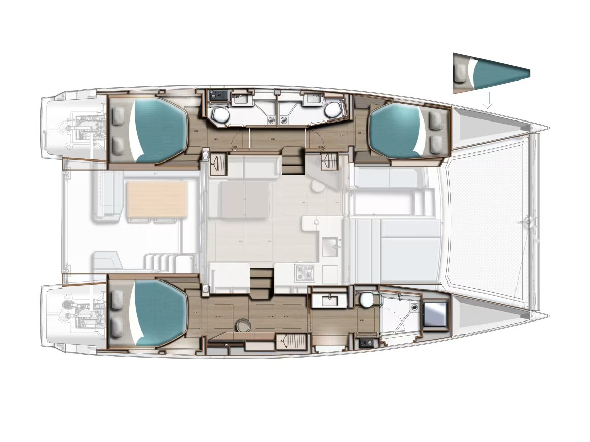 Rzut jachtu Leopard 43 Moorings 4300 - 3 Exclusive Plus