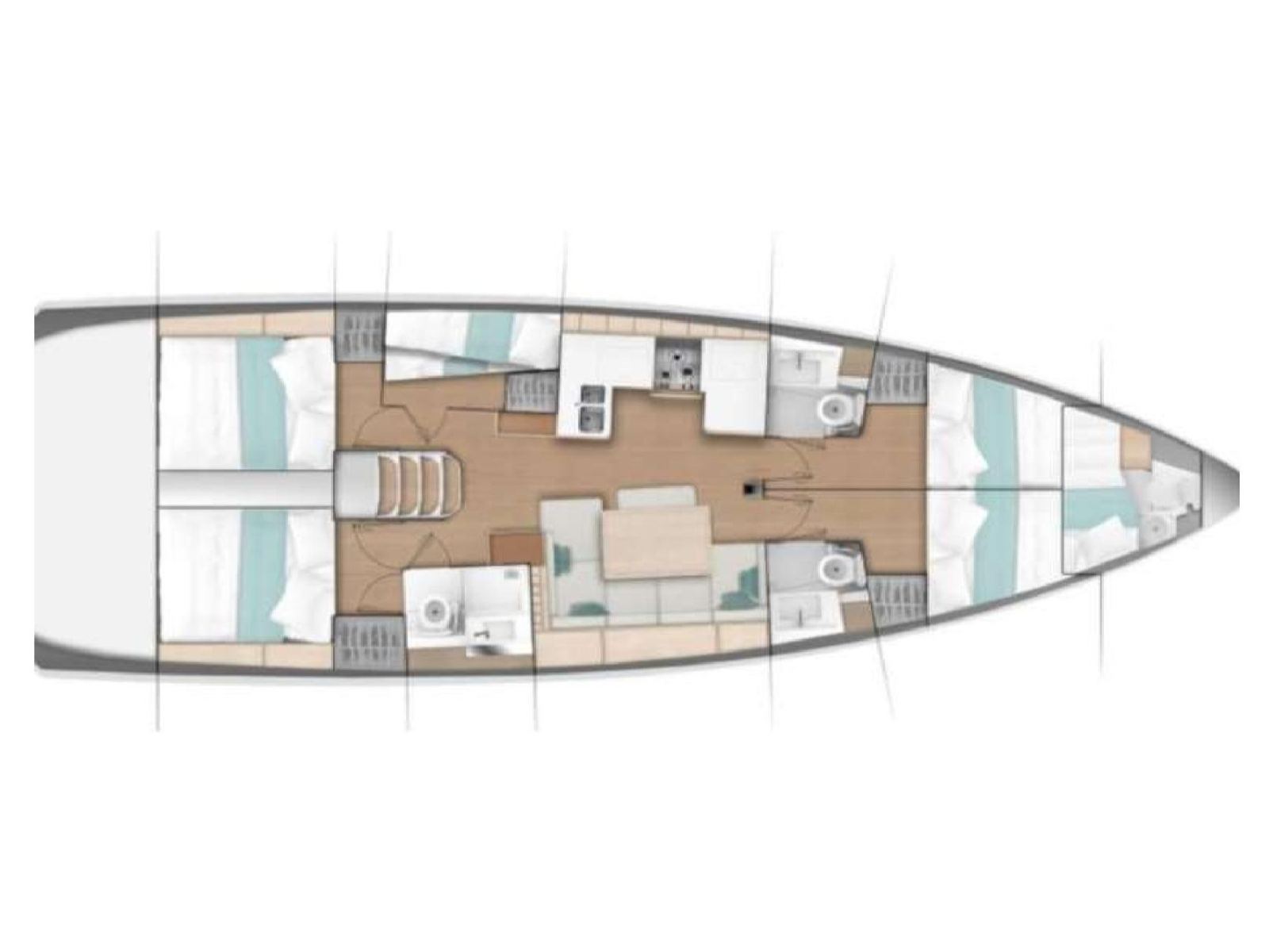 Rzut jachtu Sun Odyssey 490 Aurora