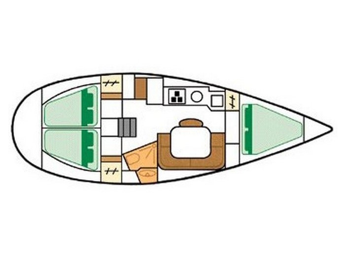 Rzut jachtu Sun Odyssey 33 Sophia