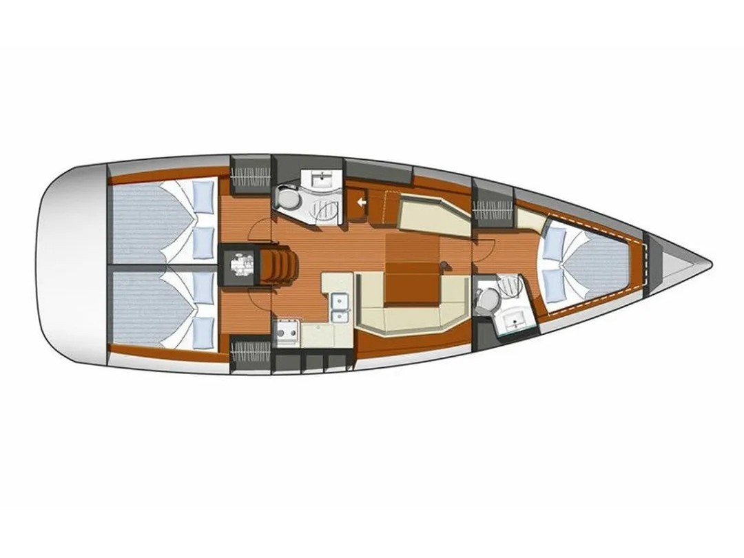 Rzut jachtu Sun Odyssey 42 i Argonaute