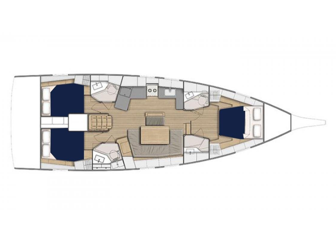 Rzut jachtu Oceanis 46.1 Moorings 46.3 Club