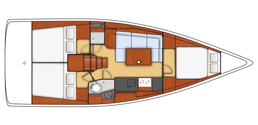 Rzut jachtu Oceanis 38 Omega