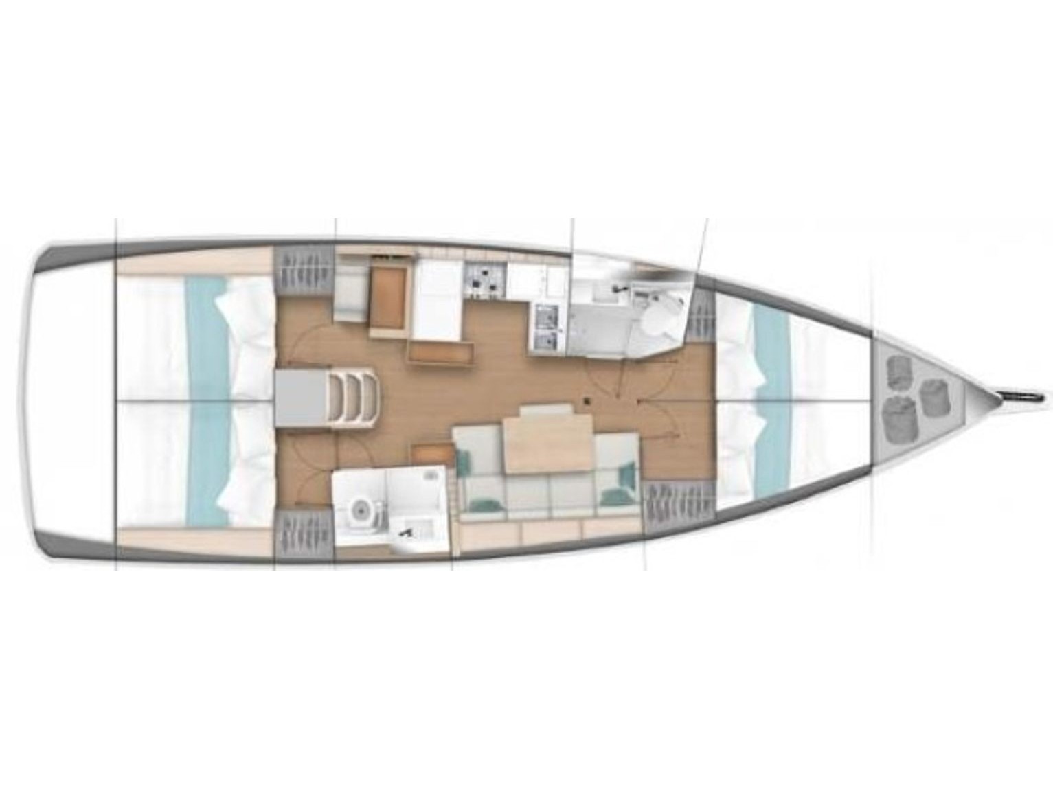 Rzut jachtu Sun Odyssey 440 Corcho XV
