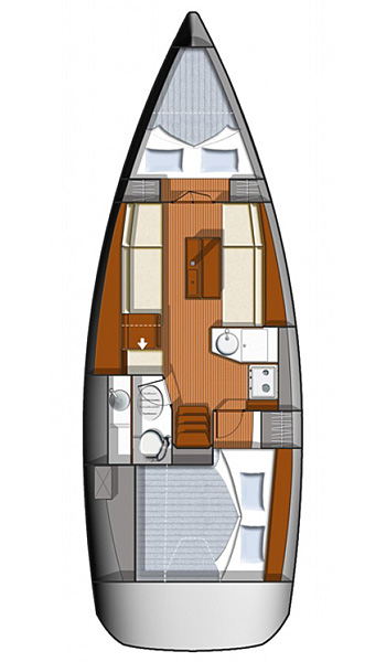 Rzut jachtu Sun Odyssey 33i Paola