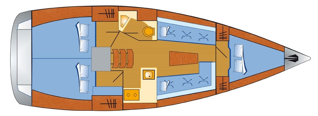 Rzut jachtu Bavaria Cruiser 34 Larabay