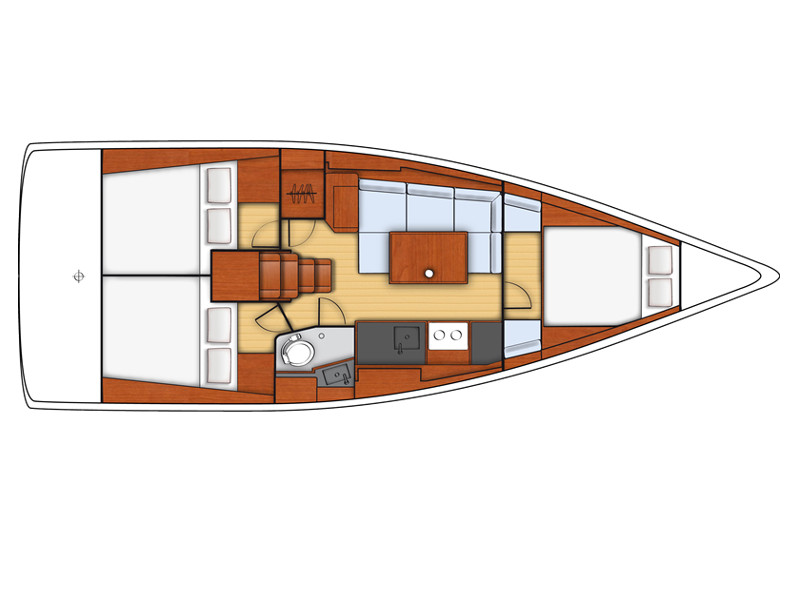 Rzut jachtu Oceanis 38 Felina