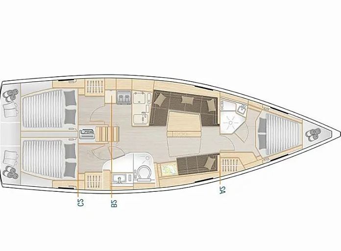 Rzut jachtu Hanse 418 Themisto