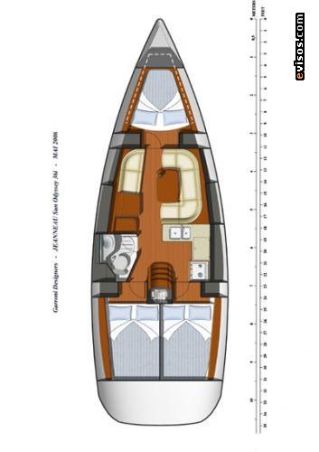 Rzut jachtu Sun Odyssey 36i Sail Mira