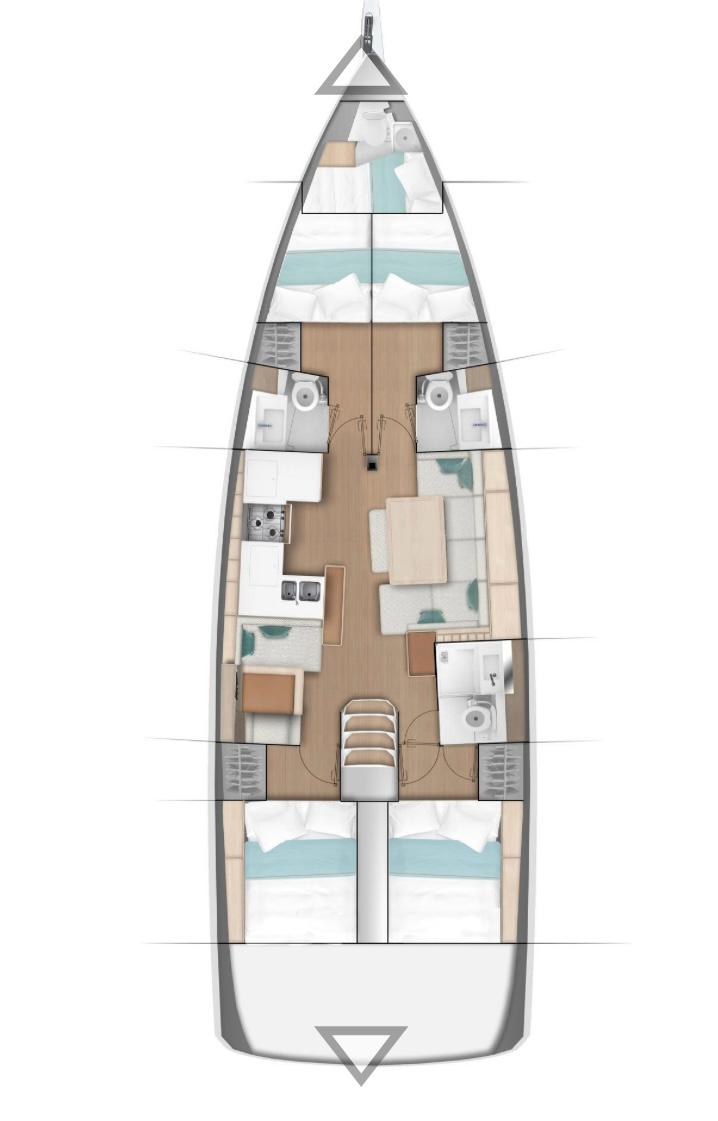 Rzut jachtu Sun Odyssey 490 Sofiya