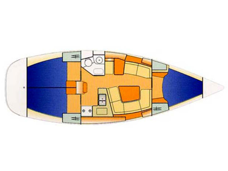 Rzut jachtu Sun Odyssey 37 L'Avvelenata