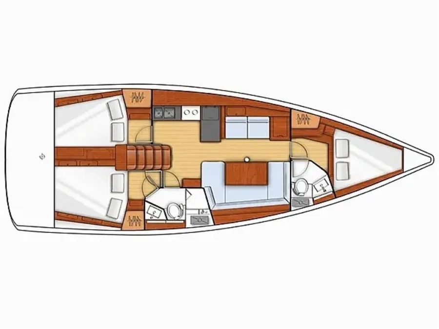 Rzut jachtu Oceanis 38.1 Sea Wolf