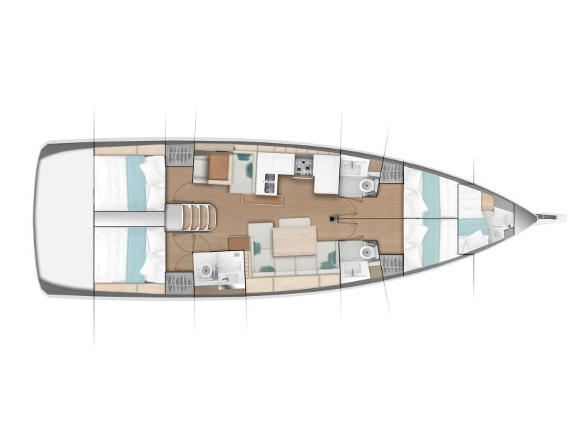 Rzut jachtu Sun Odyssey 490 Sun Odyssey 490 Classic