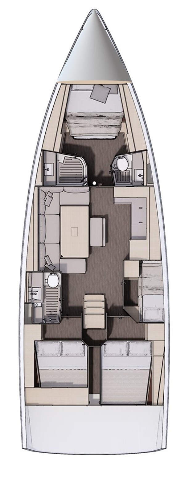 Rzut jachtu Dufour 470 Polar Flow