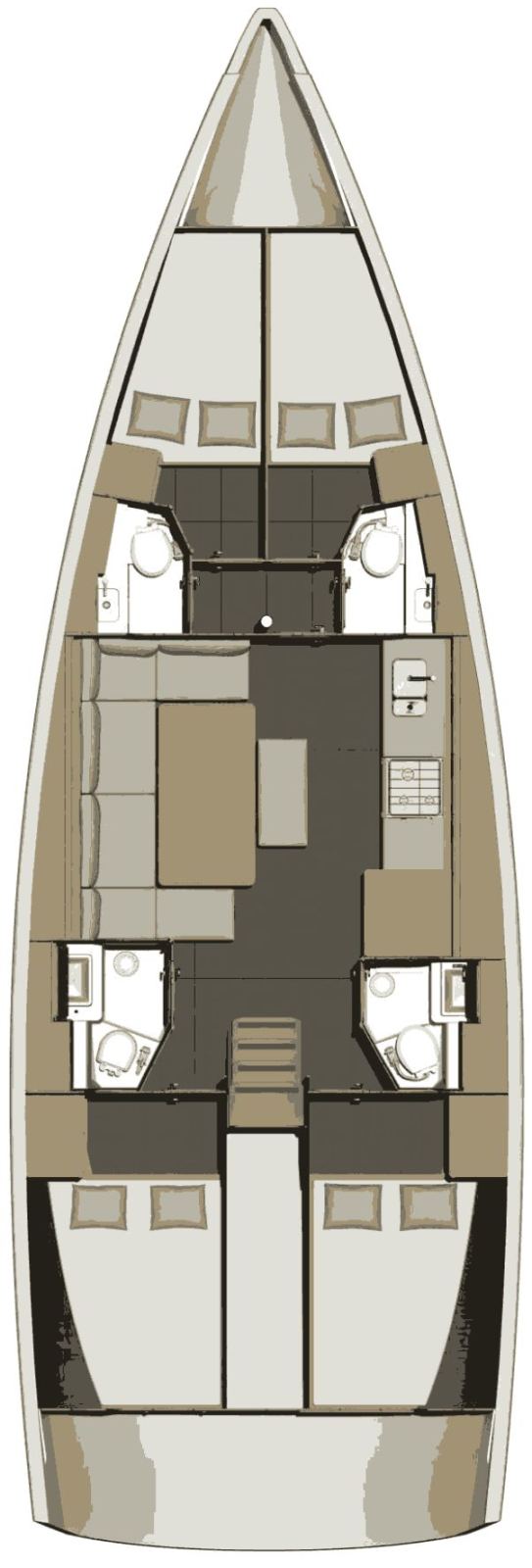 Rzut jachtu Dufour 460 GL Asia