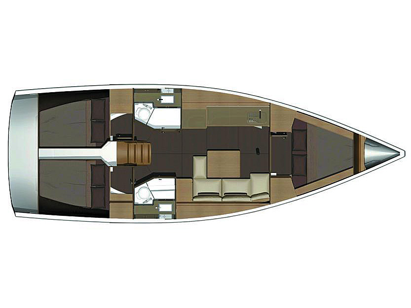 Rzut jachtu Dufour 382 Grand Large Prince Folegandros