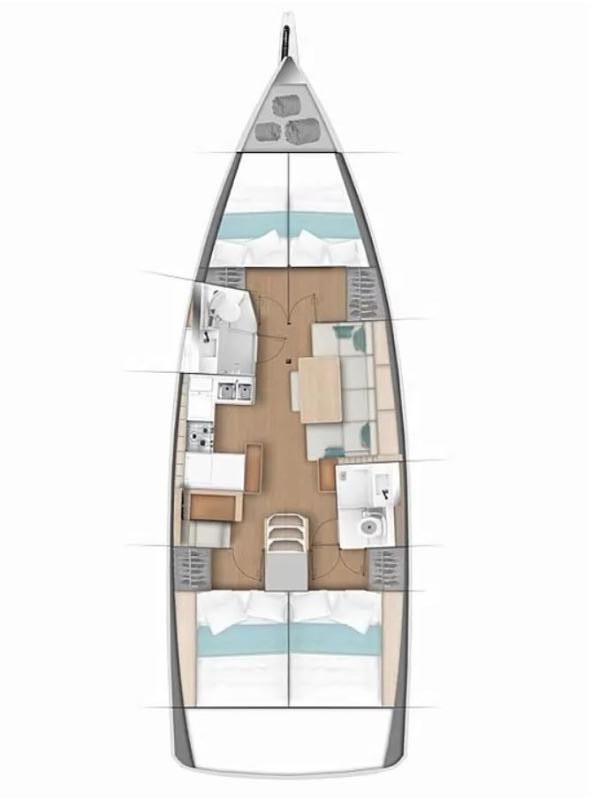 Rzut jachtu Sun Odyssey 440 Georgia