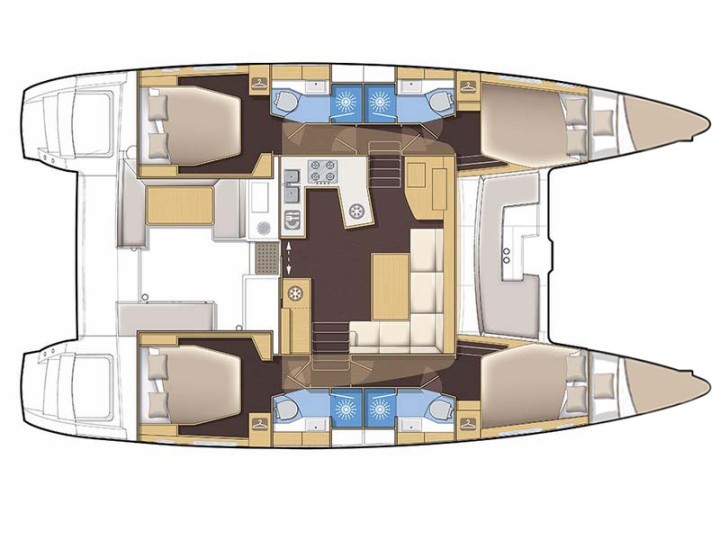 Rzut jachtu Lagoon 450 Fly EVI