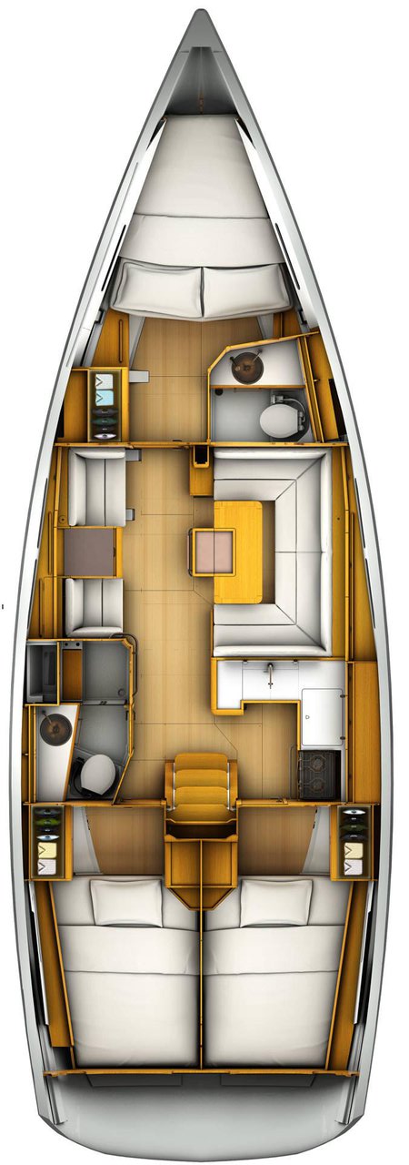 Rzut jachtu Sun Odyssey 419 Dark Eyes