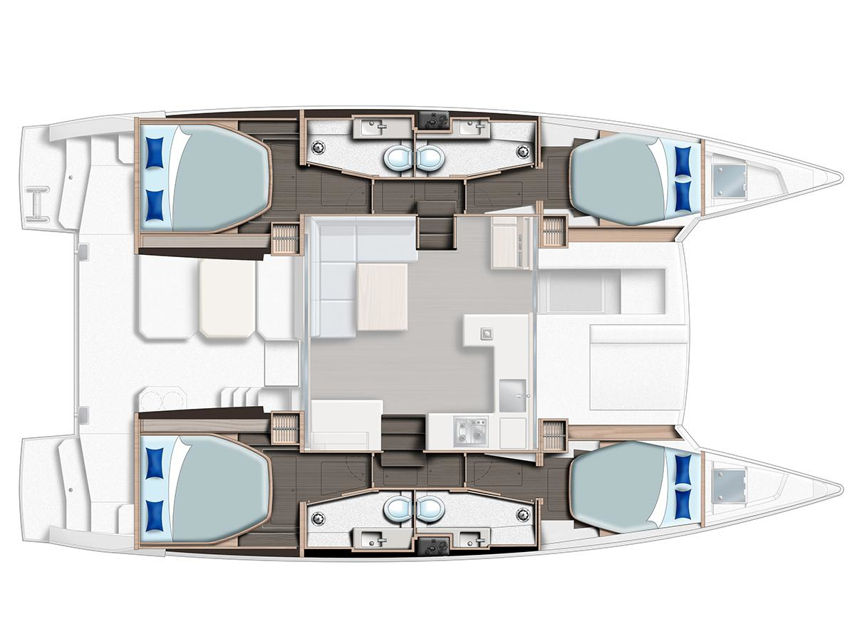 Rzut jachtu Leopard 42 Moorings 4200/4 Club