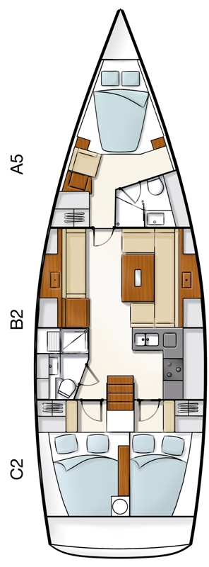 Rzut jachtu Hanse 430 Tria S