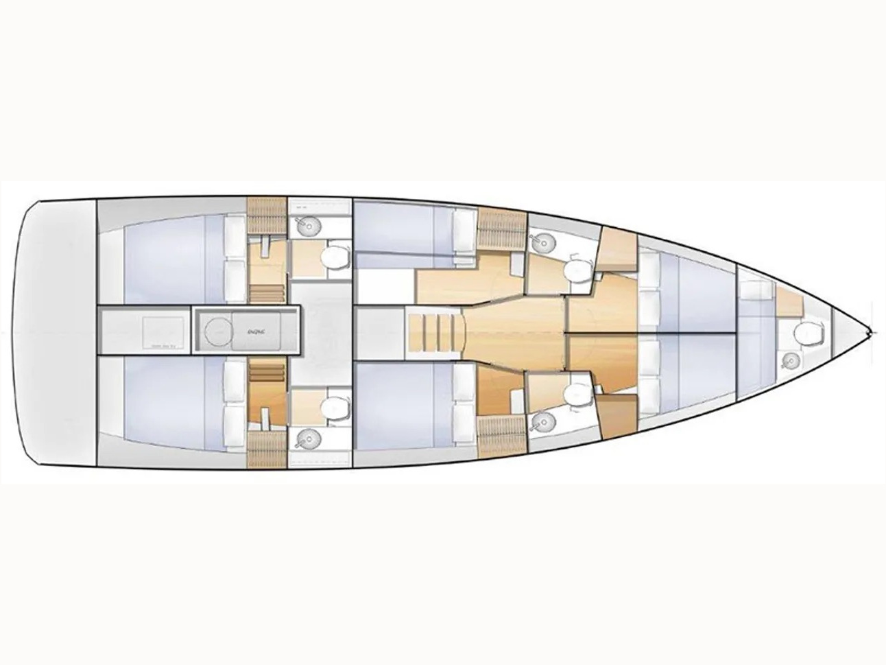 Rzut jachtu Sun Loft 47 Granmasti