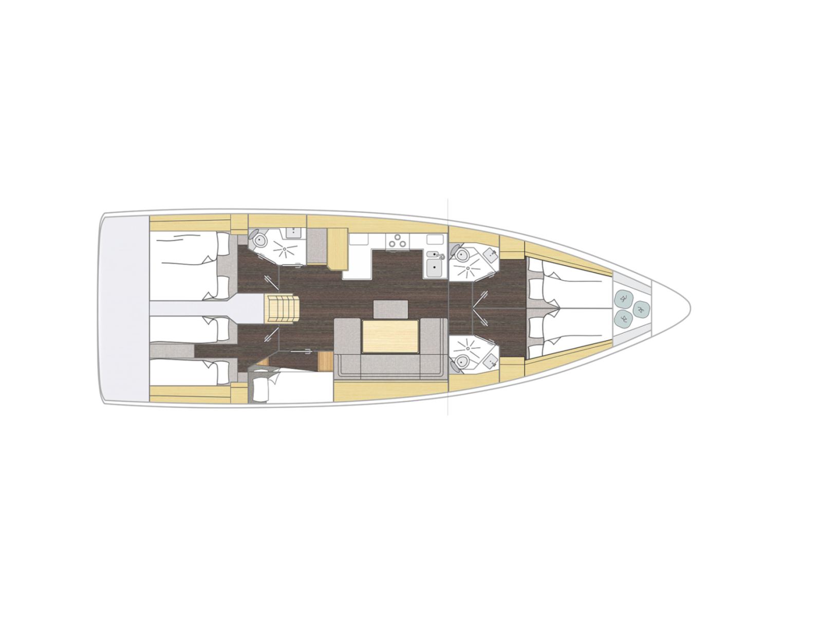 Rzut jachtu Bavaria C46 Kebifaiv