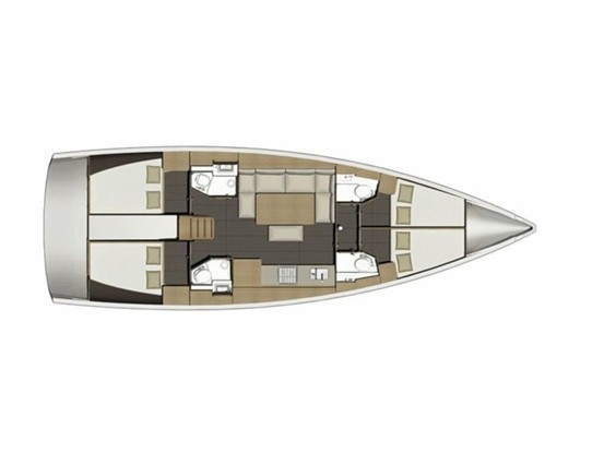 Rzut jachtu Dufour 460 Grand Large Cosmopolitan - ( The boat is located in the Port of Sivota, Lefkada )