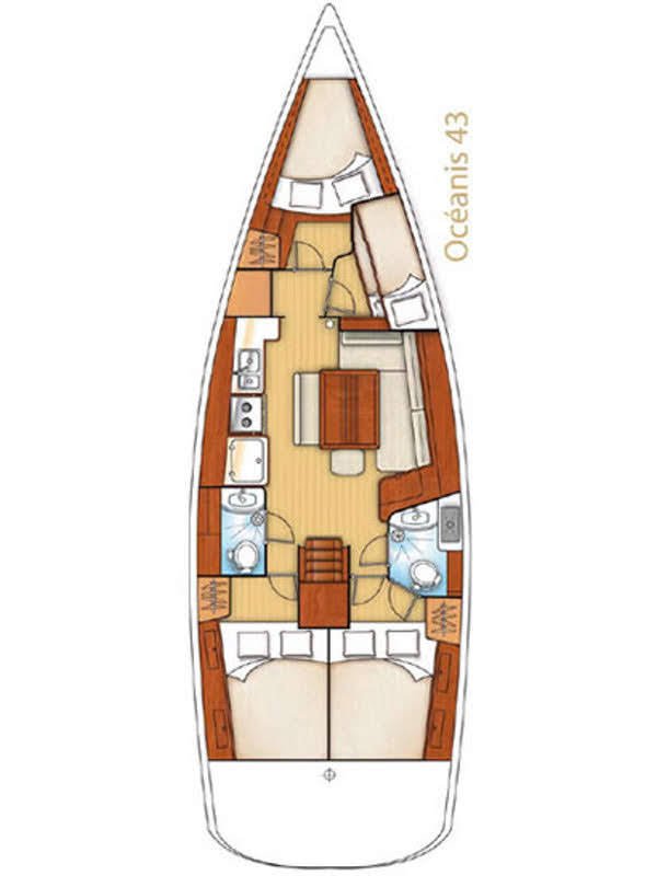 Rzut jachtu Oceanis 43 Serenity