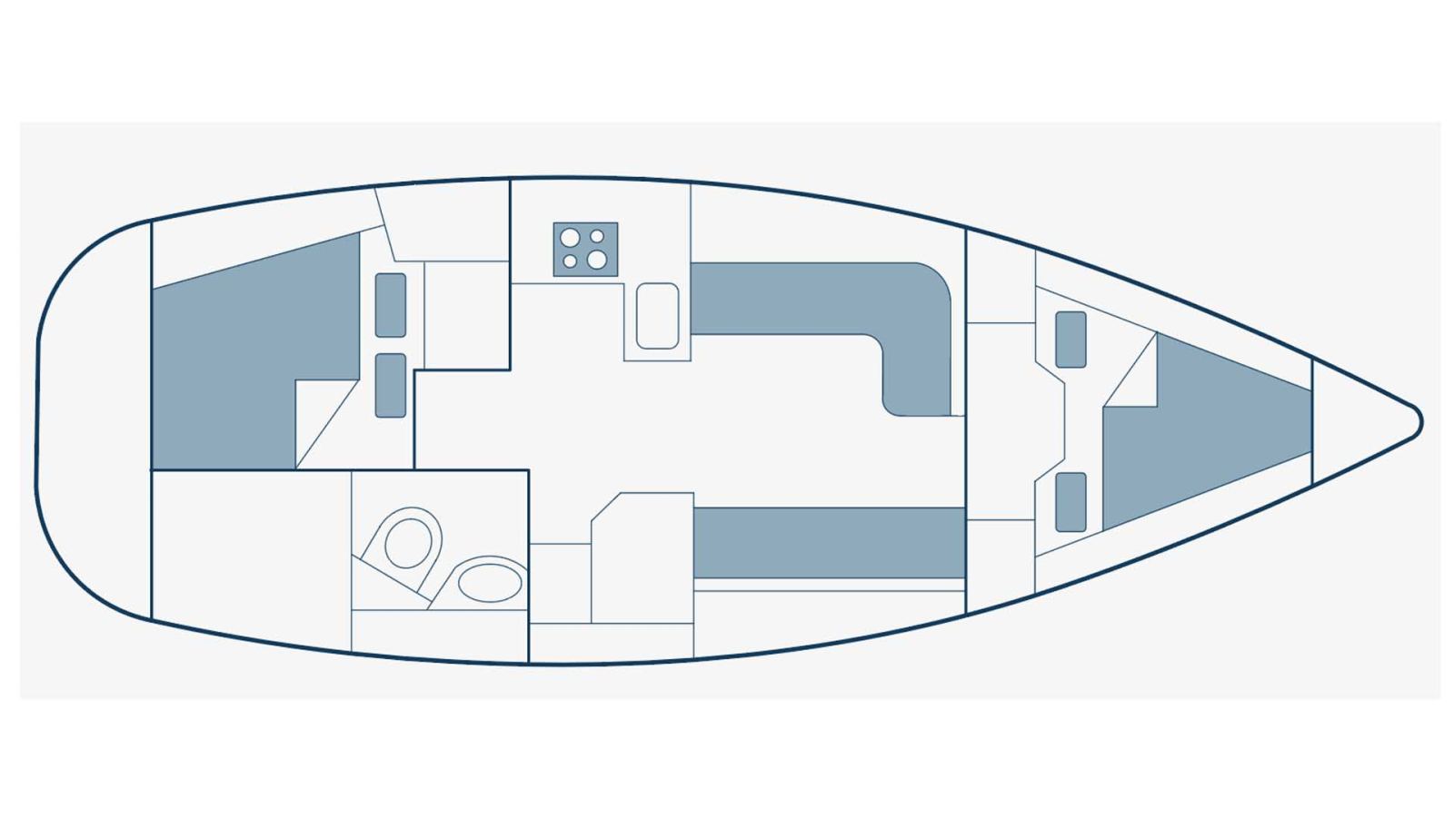 Rzut jachtu Bavaria 34 Cruiser Evi