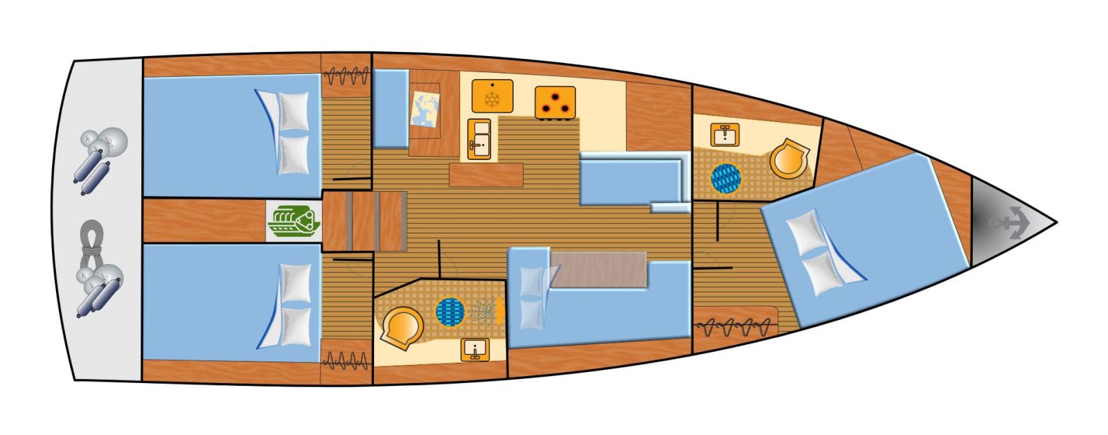 Rzut jachtu Sun Odyssey 410 Plan Sea