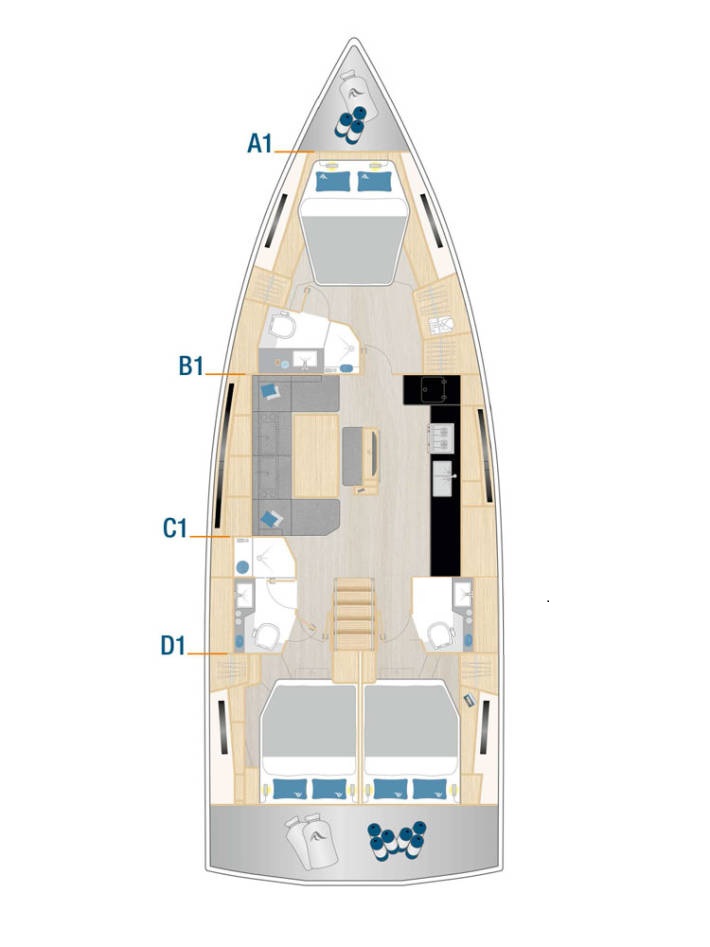 Rzut jachtu Hanse 460 Sailaway - OW