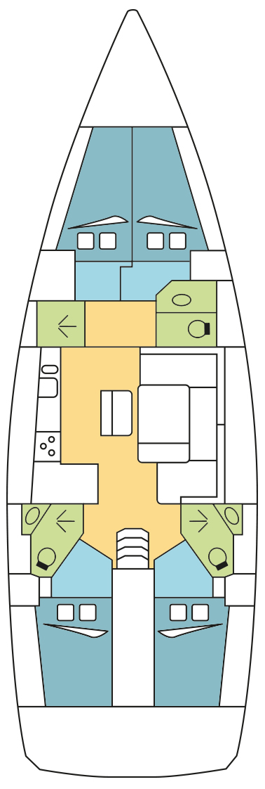 Rzut jachtu Bavaria Cruiser 46 BIZET