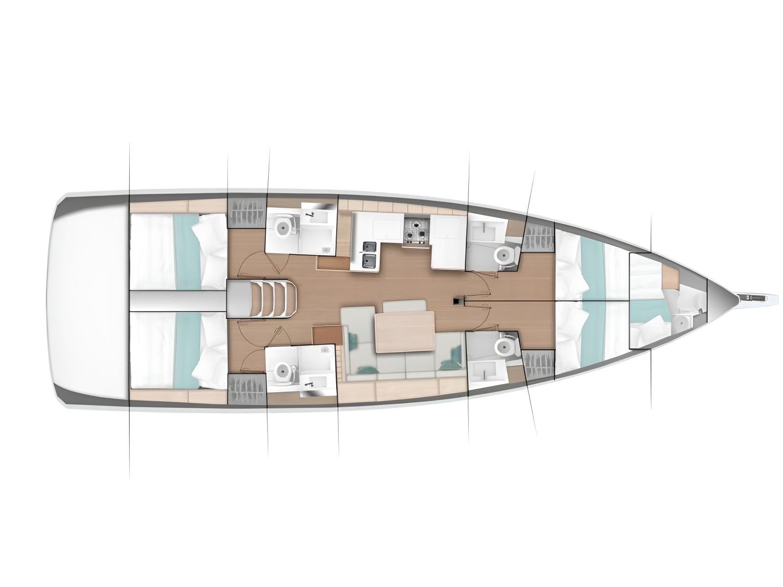 Rzut jachtu Sun Odyssey 490 Derya