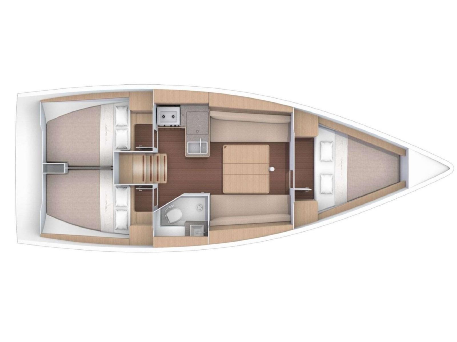 Rzut jachtu Dufour 360 Grand Large Monia