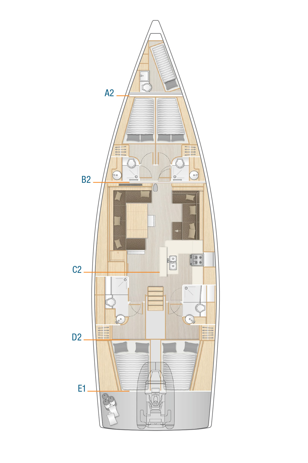 Rzut jachtu Hanse 588 Mischief 2.0