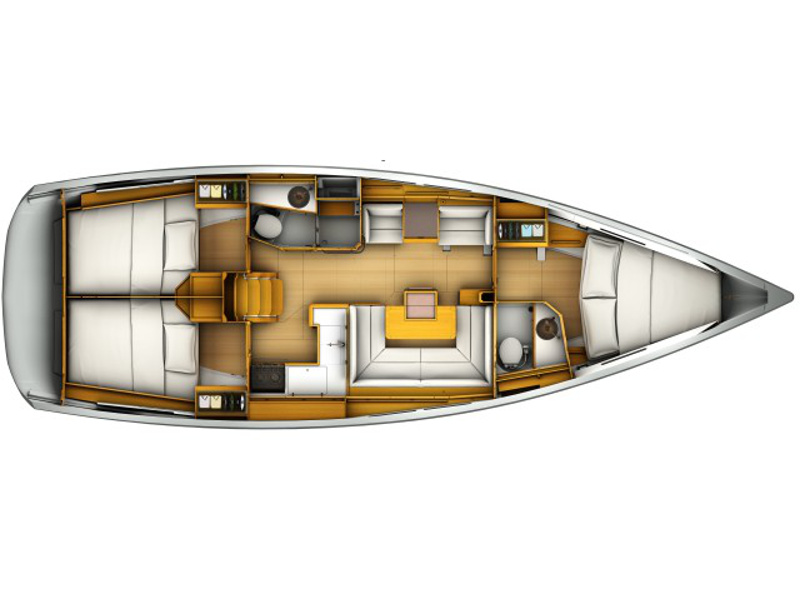 Rzut jachtu Sun Odyssey 419 Anerada