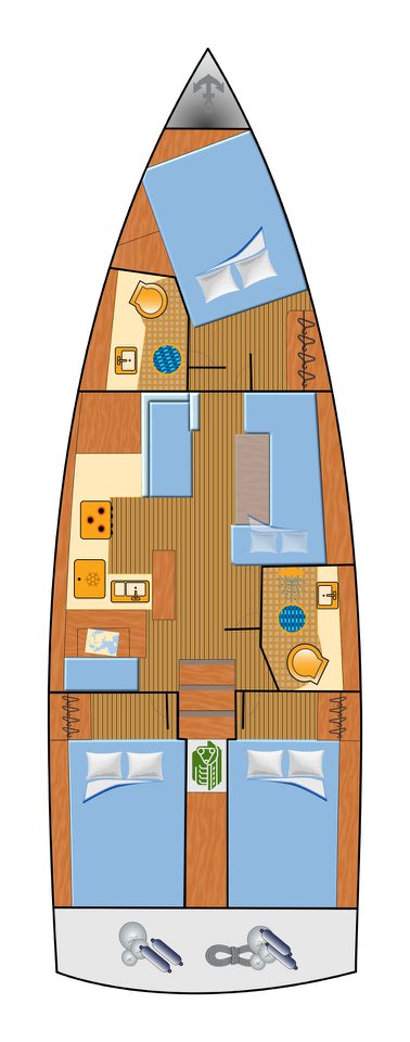 Rzut jachtu Sun Odyssey 410 Naoussa