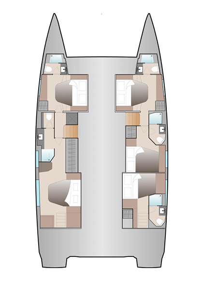 Rzut jachtu Fountaine Pajot Aura 51 Big Big Plans