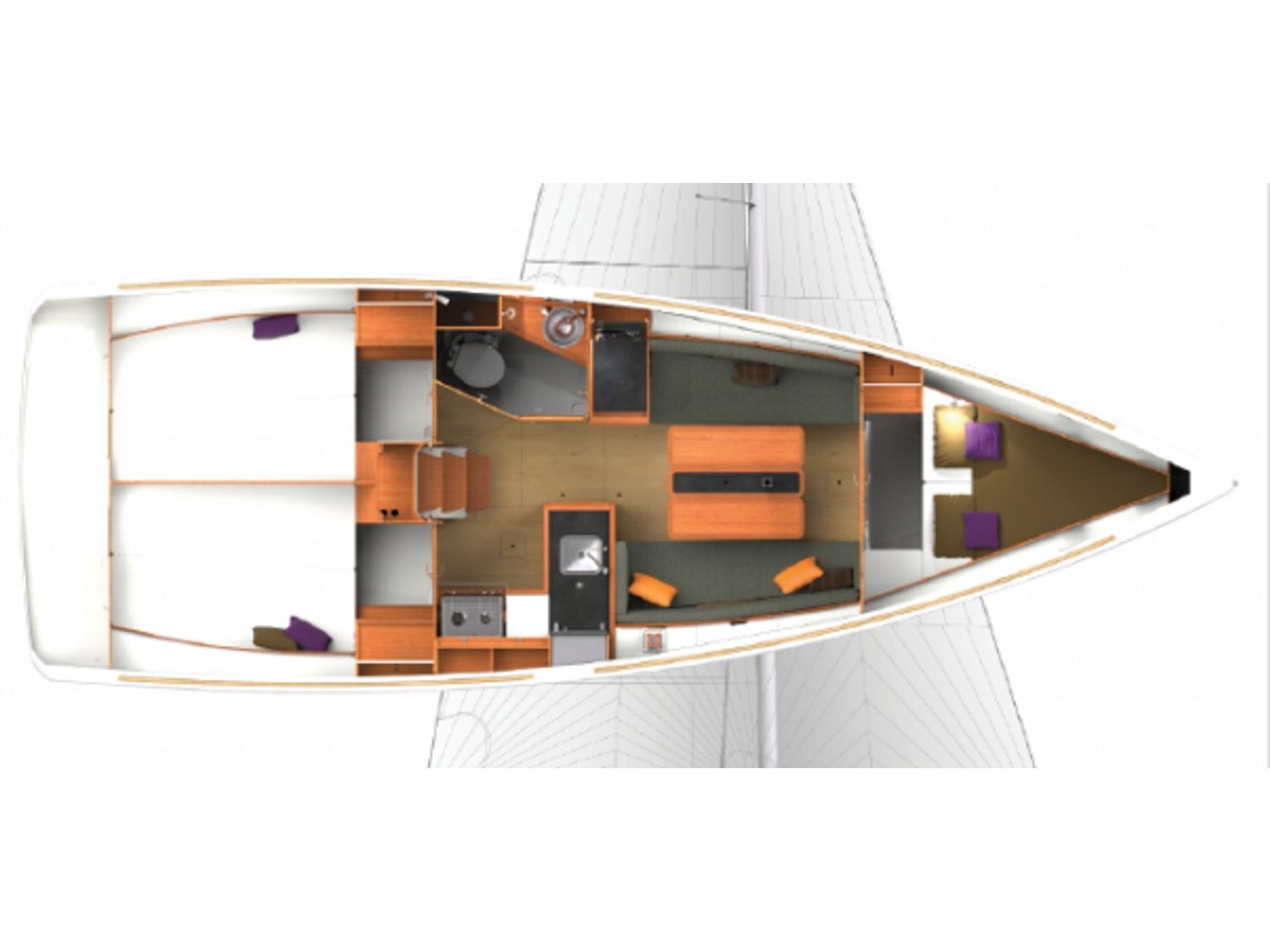 Rzut jachtu Sun Odyssey 349 ESTRELLA