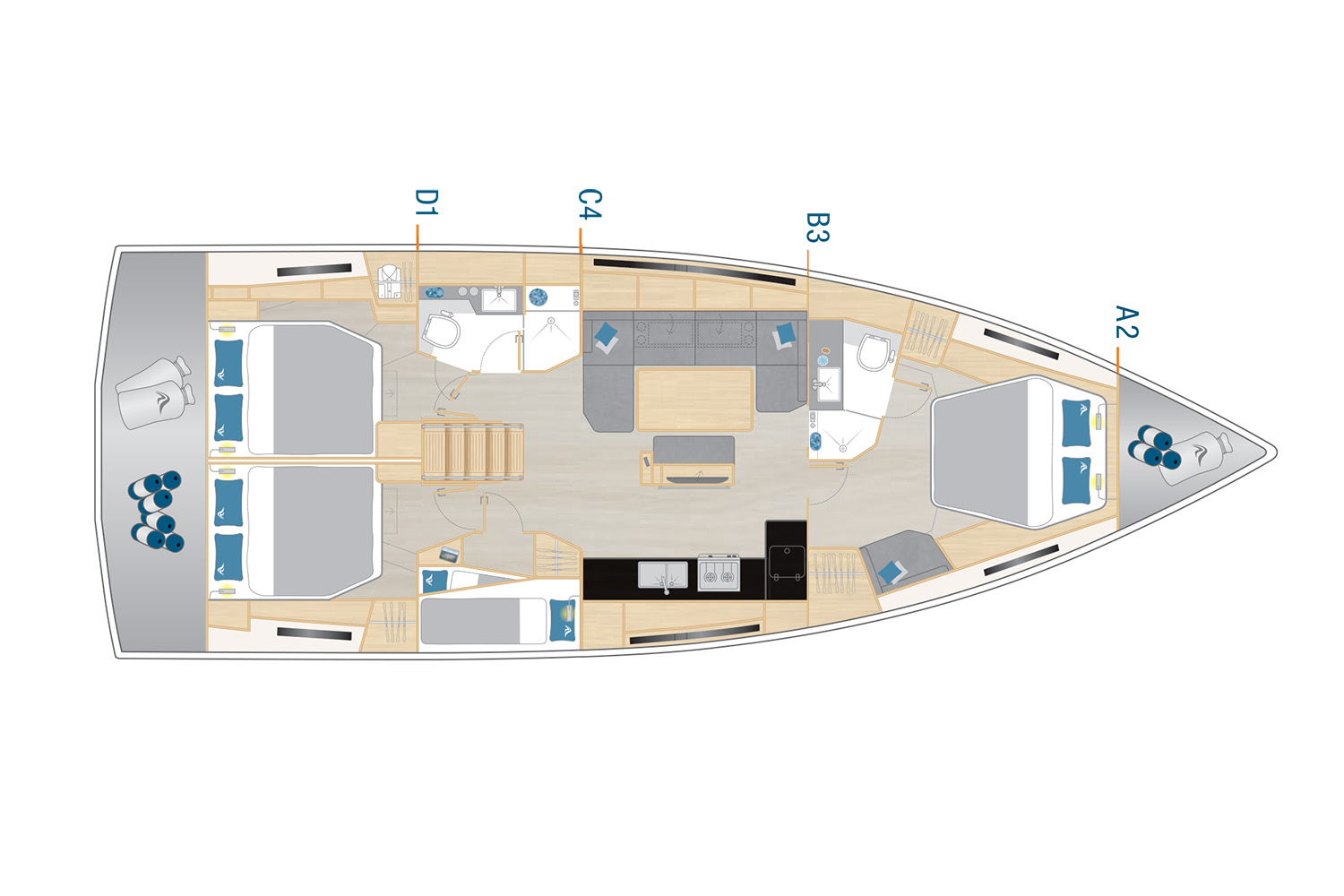Rzut jachtu Hanse 460 Dioscuri - OW